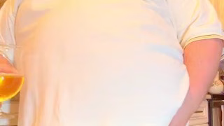 Big coach pisses after the game in his white briefs