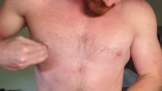 Nipple play, stroke with my quads, ginger stud cum