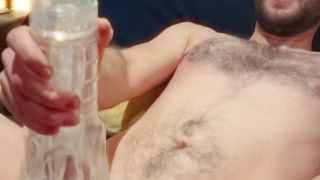 Fucking a Toy With a Friend / Sharing Fleshlight Filled with Cum / Two Guys Fuking one Fleshlight