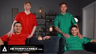 HETEROFLEXIBLE – Horny Gay Couple Jim Fit & Jeremiah Cruze Try Swinging With Their College Buddies