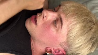 Lucas twink licks his own dick and cums in his own mouth