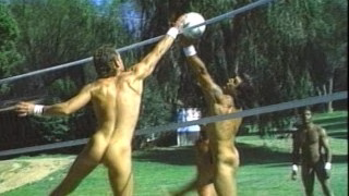 SPIKE IT NAKED- 4 Muscle Hunks Strip Nude in Volleyball Game