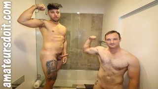 Australian Gym Fit Jocks Get Naked At Home & Flex Those Fit Bodies and Then Fuck On Camera
