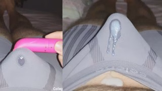 Masturbating with TWO vibrators, cumming through underwear, cum in boxers