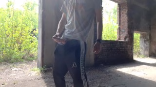 Russian guy was almost caught in the abandonment while he jerked off