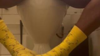 BBC Morning Milking Session on the toilet with Cum Shot