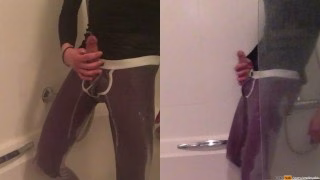 Pissing myself under because it makes me horny – solo golden shower